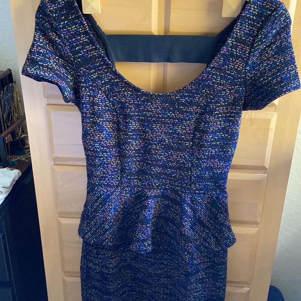 Tweed Backless Peplum Mini Dress - Picture 4 of 9